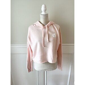Martinellis Pink Cropped Hooded Sweater Soft Brushed Interior